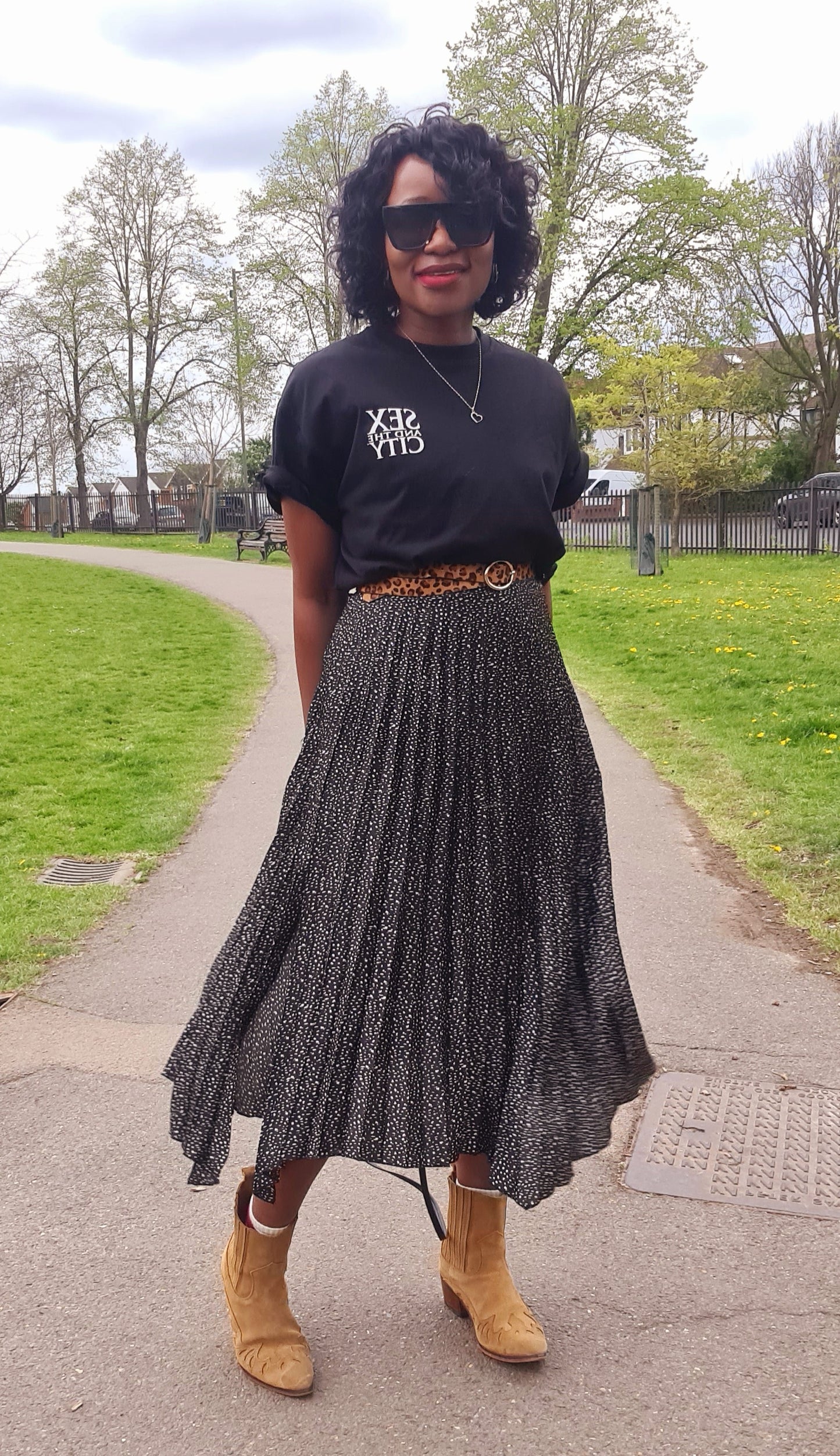 Satin skirt with side slit