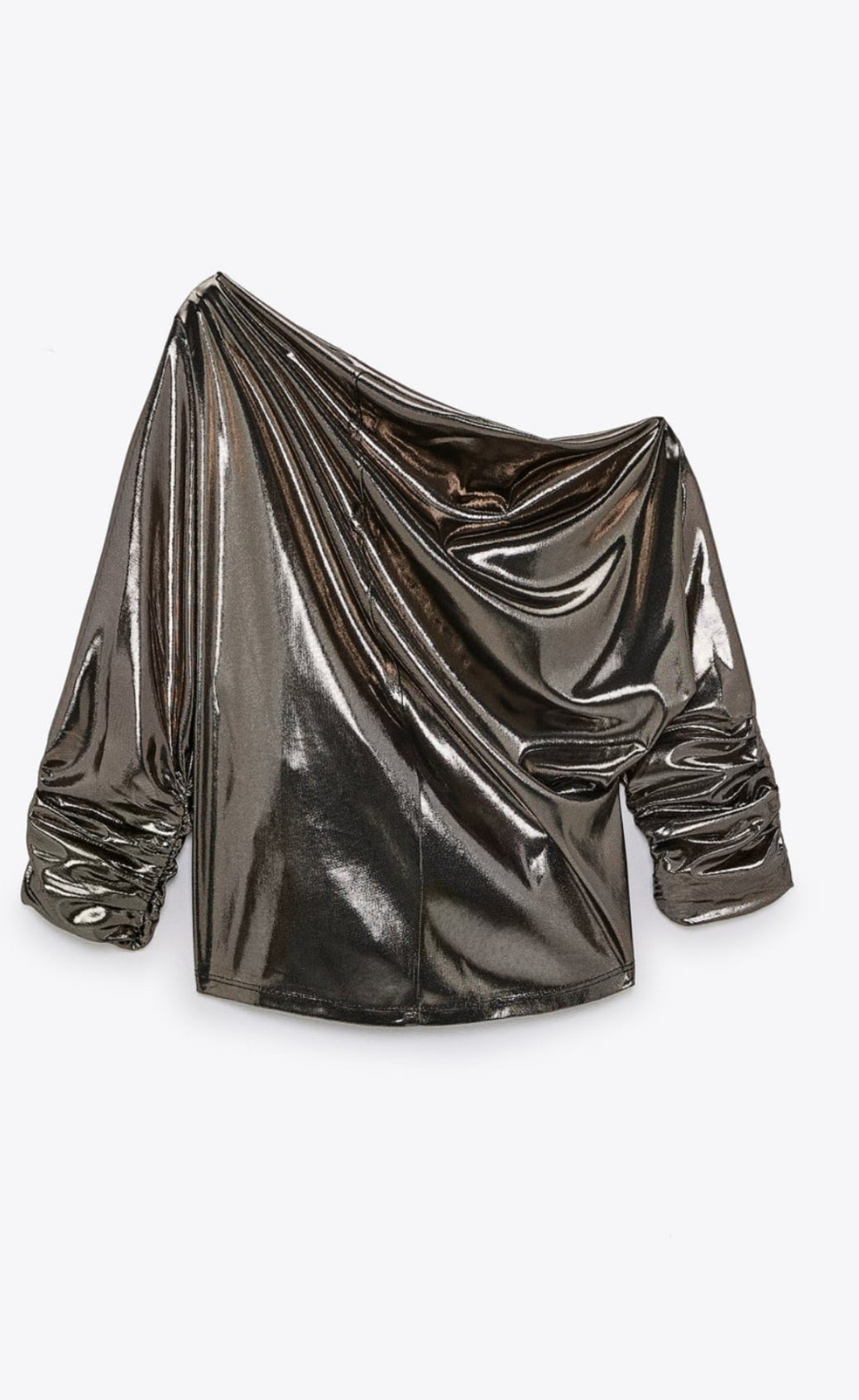 Asymmetric foil look blouse