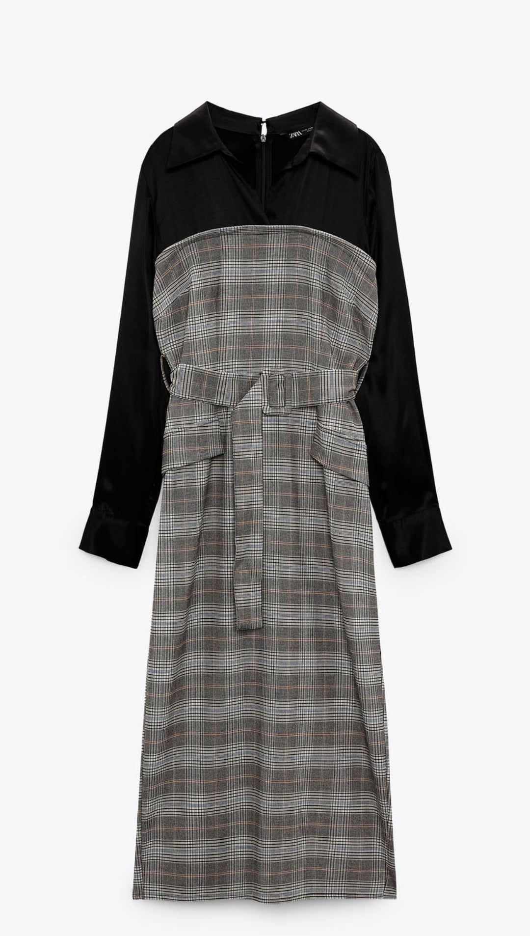 Contrasting fabric check dress