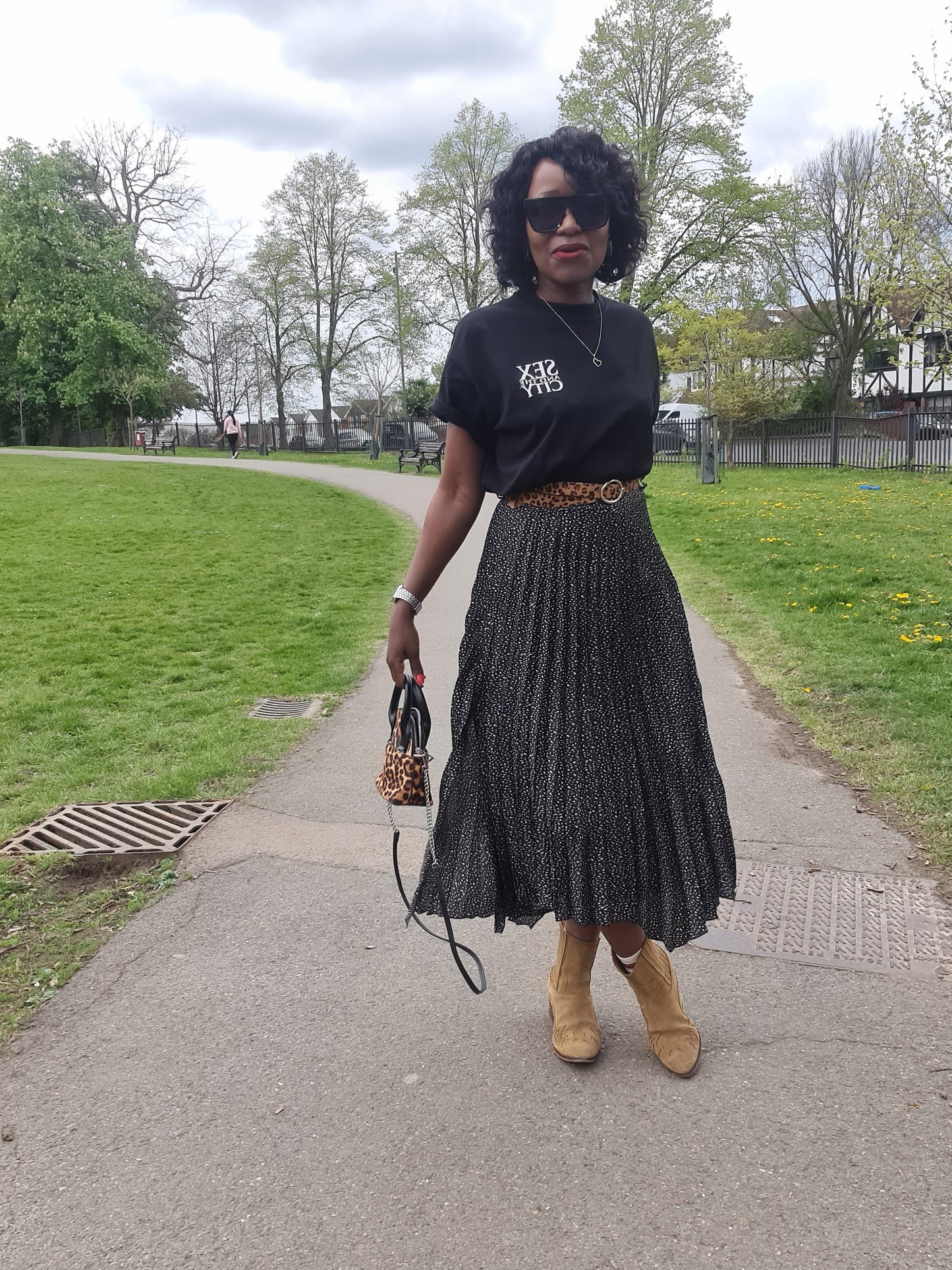 Satin skirt with side slit