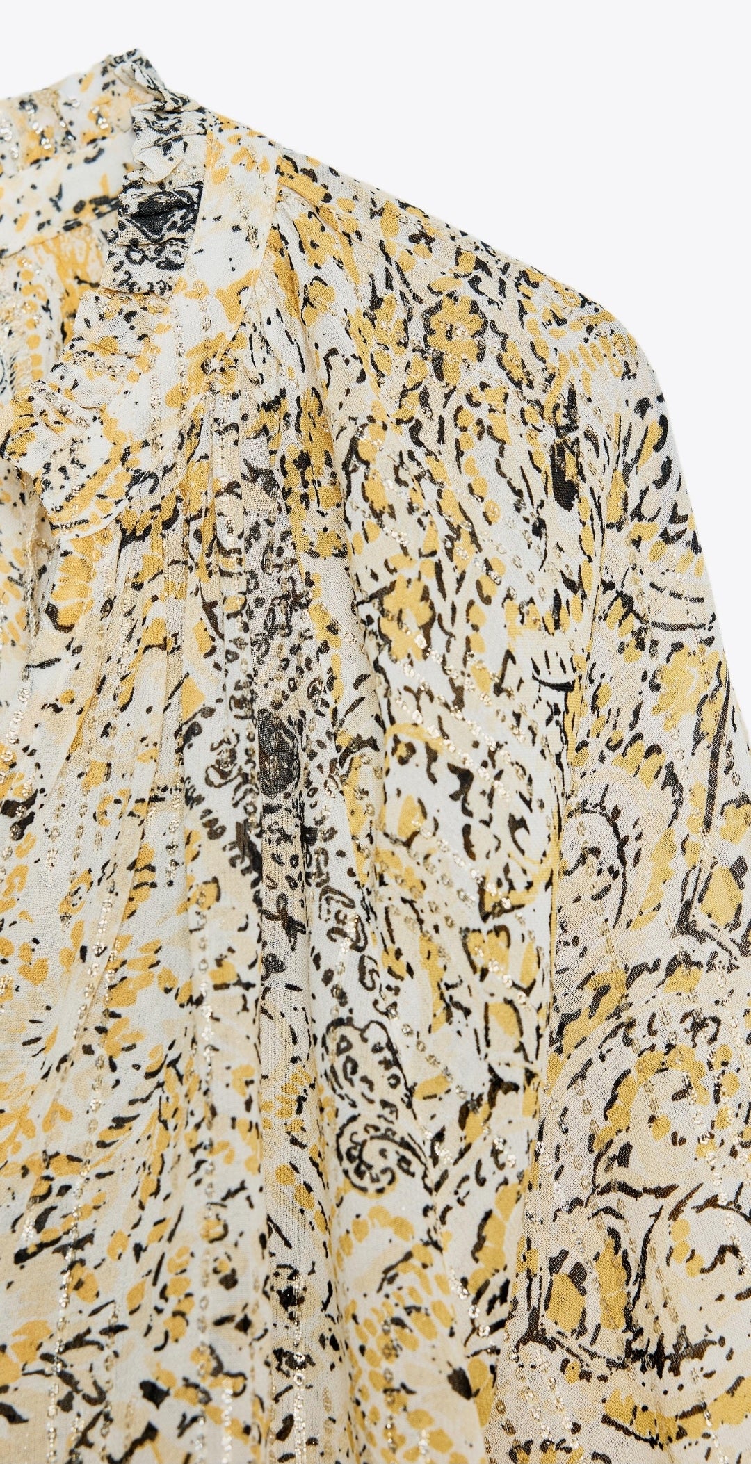 PRINTED BLOUSE WITH METALLIC THREAD