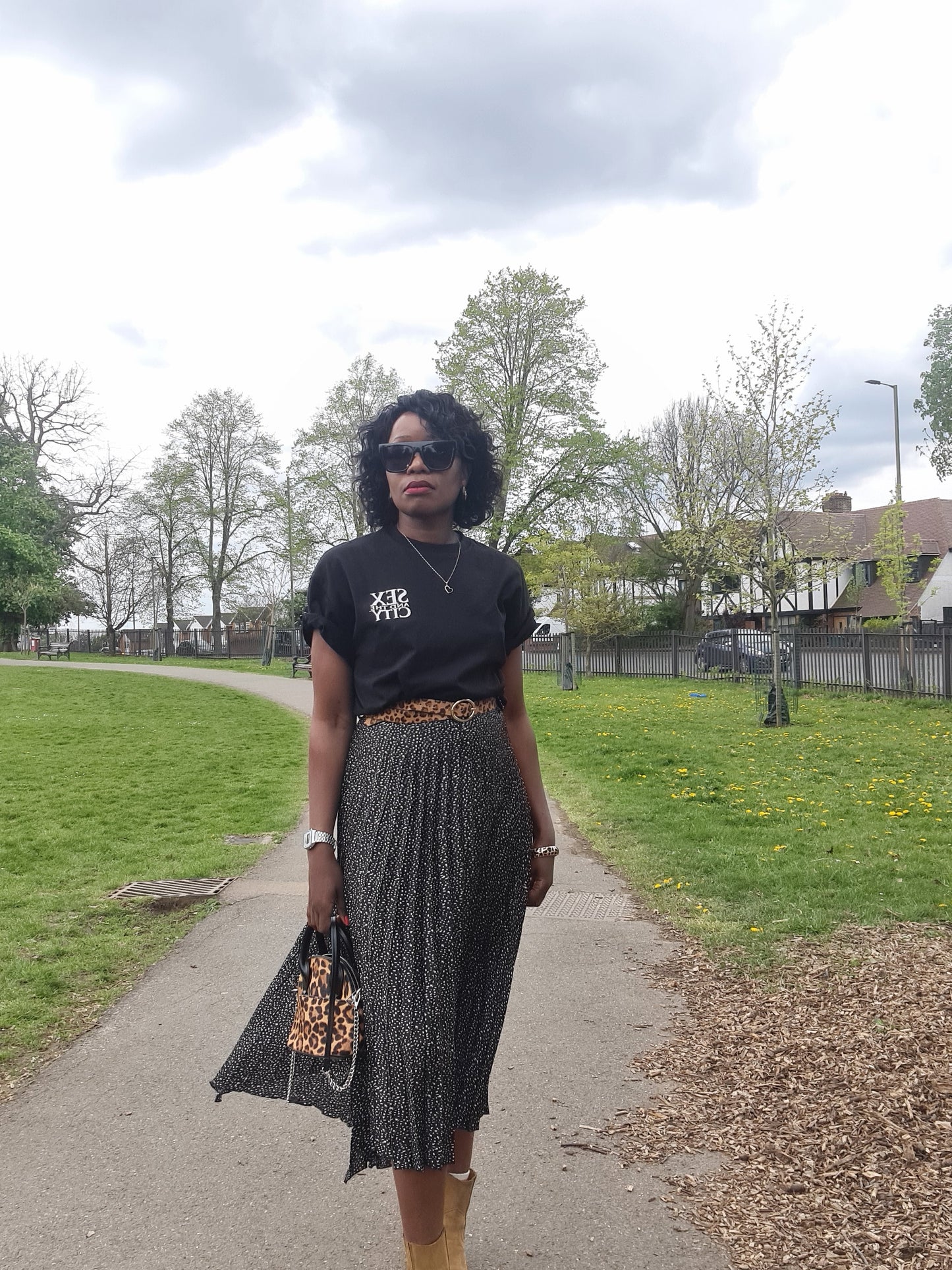 Satin skirt with side slit