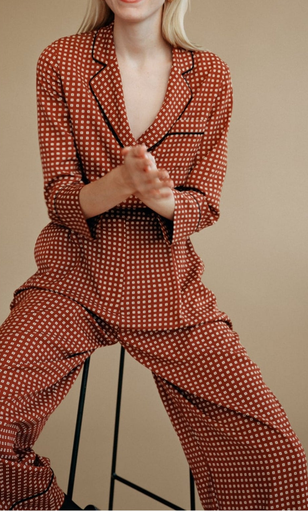 Pyjama style jumpsuit with front buttons