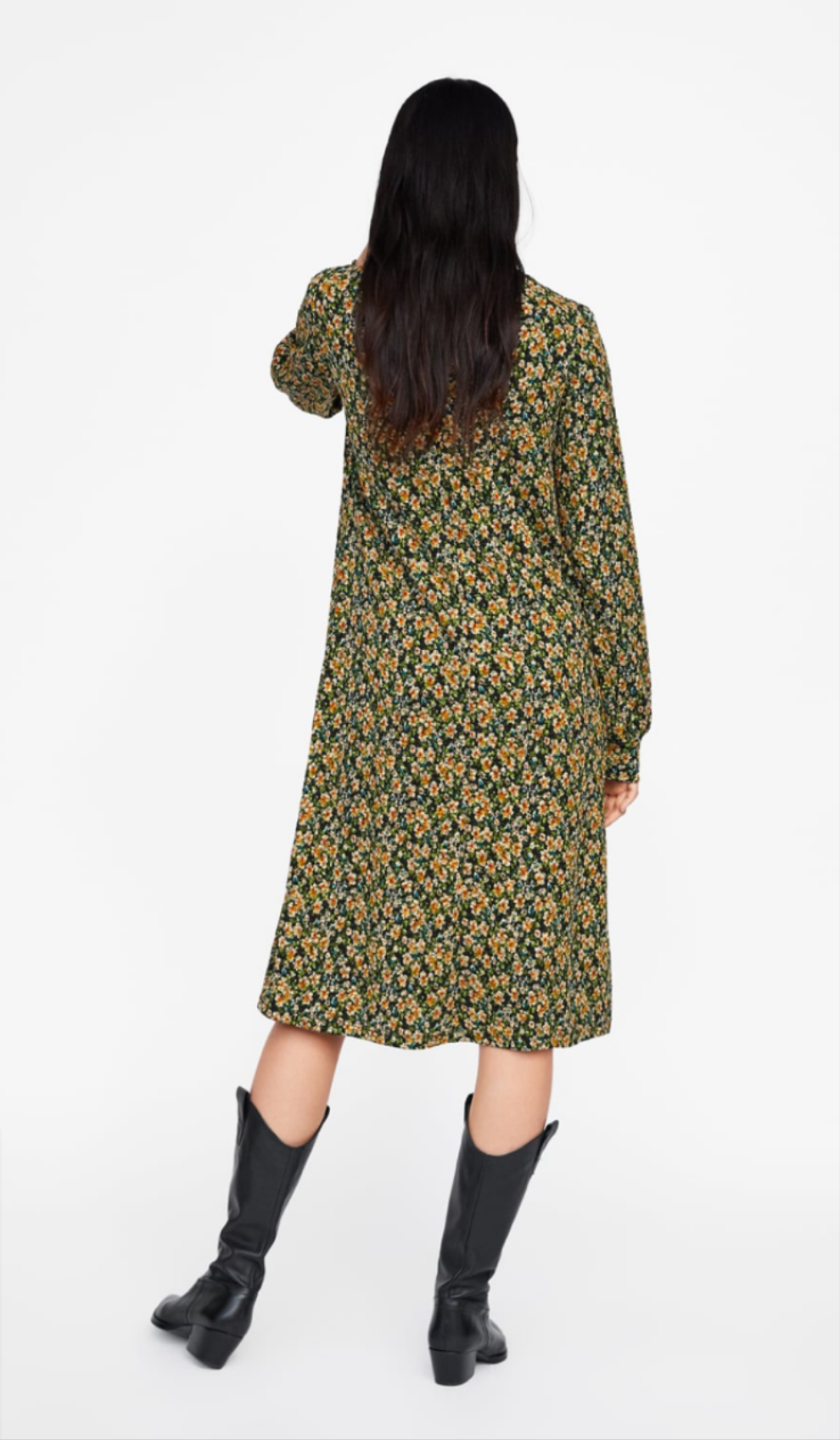 Floral dress with contrast fabric