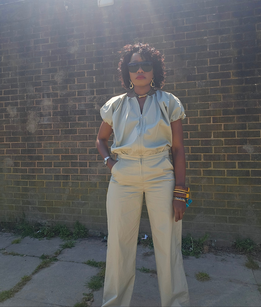 Voluminous sleeve jumpsuit