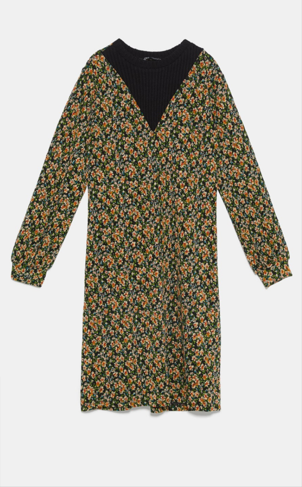 Floral dress with contrast fabric