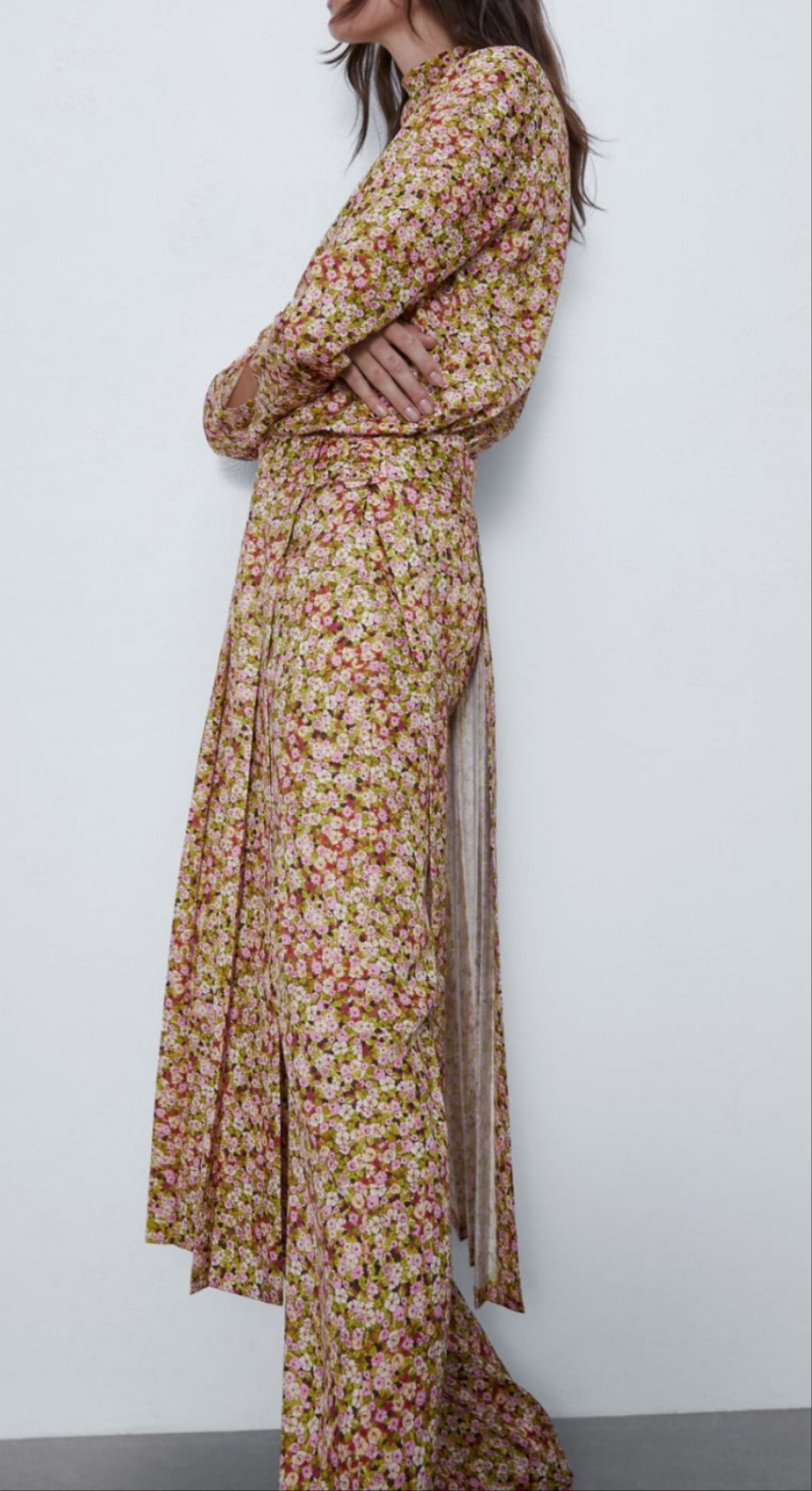 Satin floral dress pants