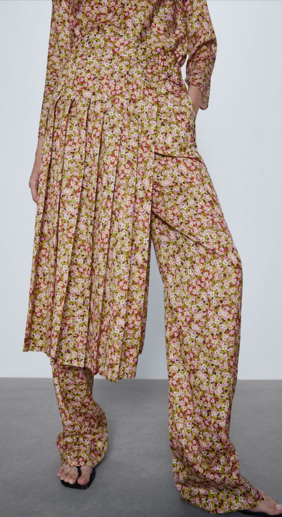 Satin floral dress pants
