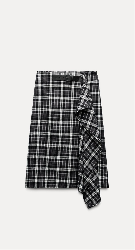 Check flannel skirt