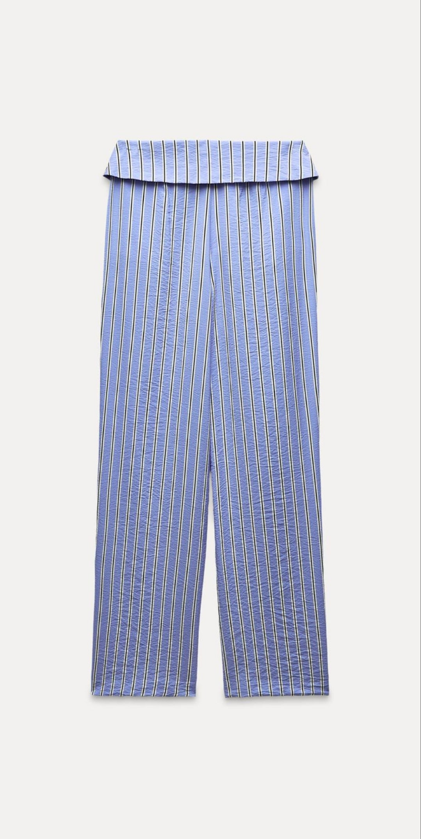 Stripped trousers with turn down waist