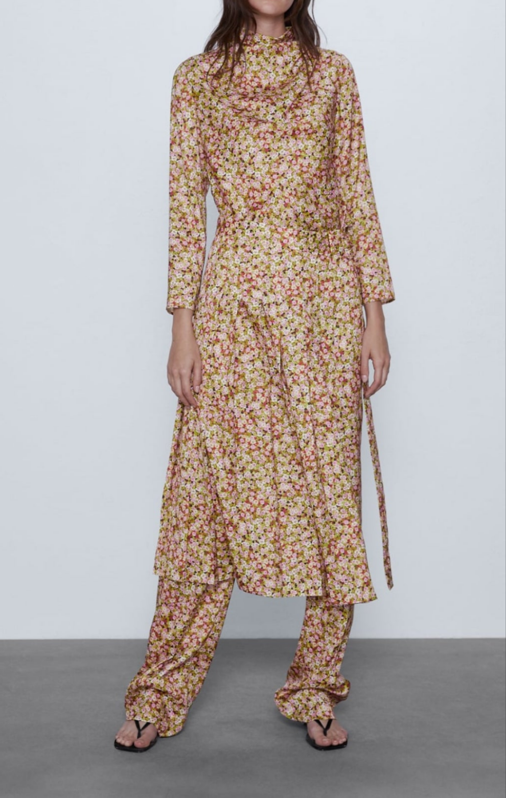 Satin floral dress pants