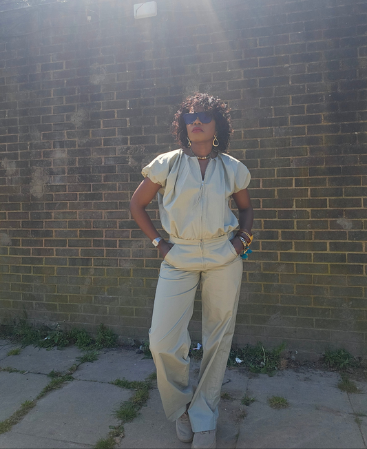 Voluminous sleeve jumpsuit