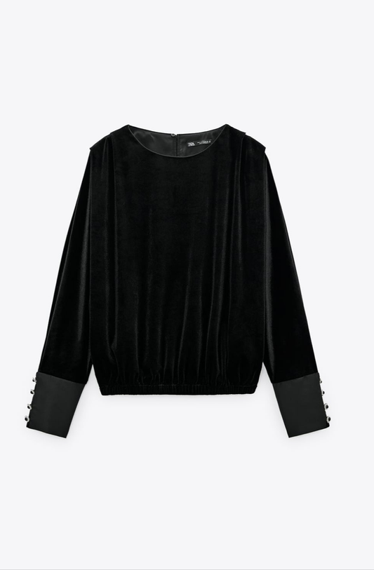 Velvet top with Bejewelled buttons