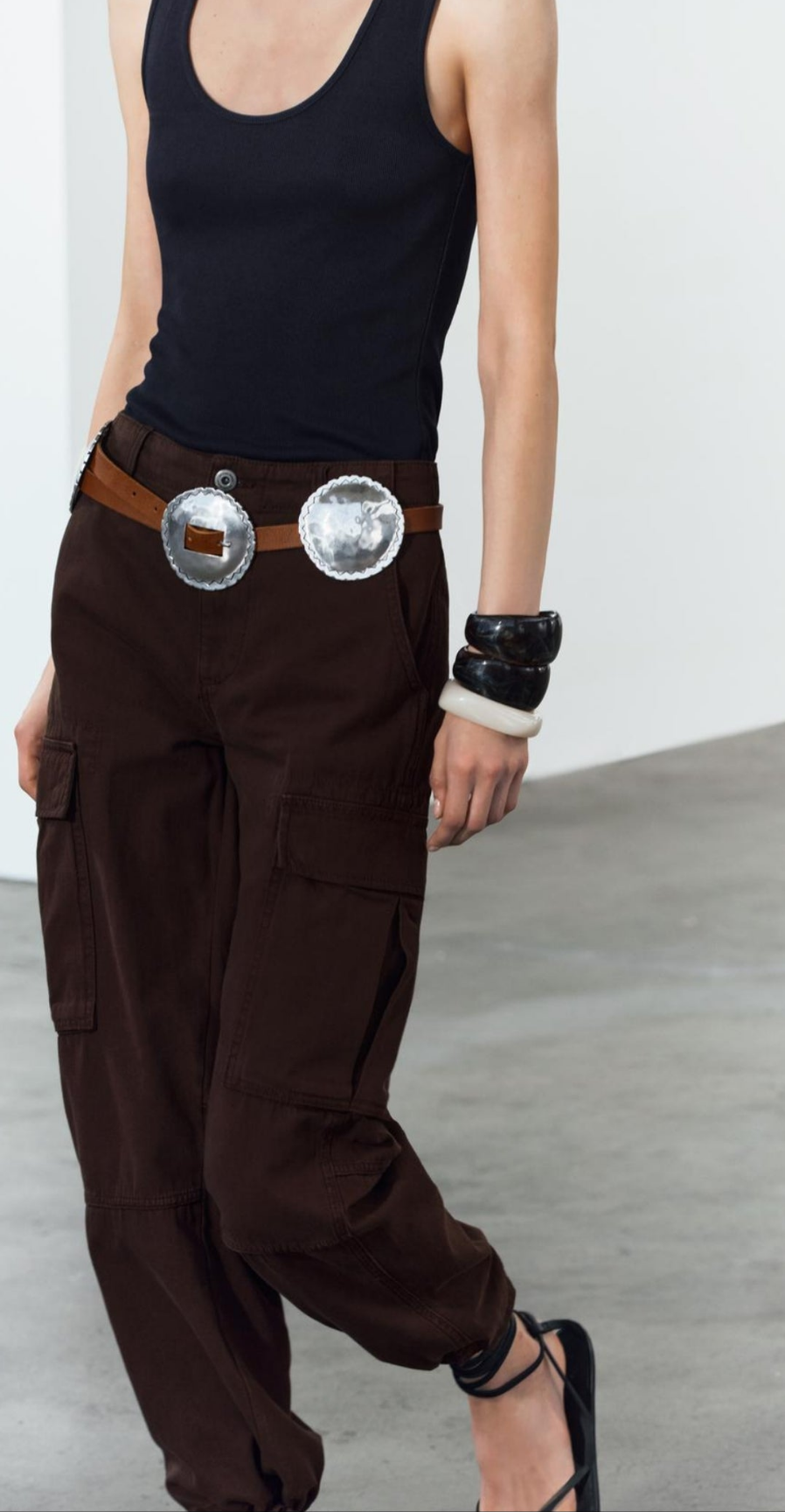 Leather belt with embossed metal  buckle