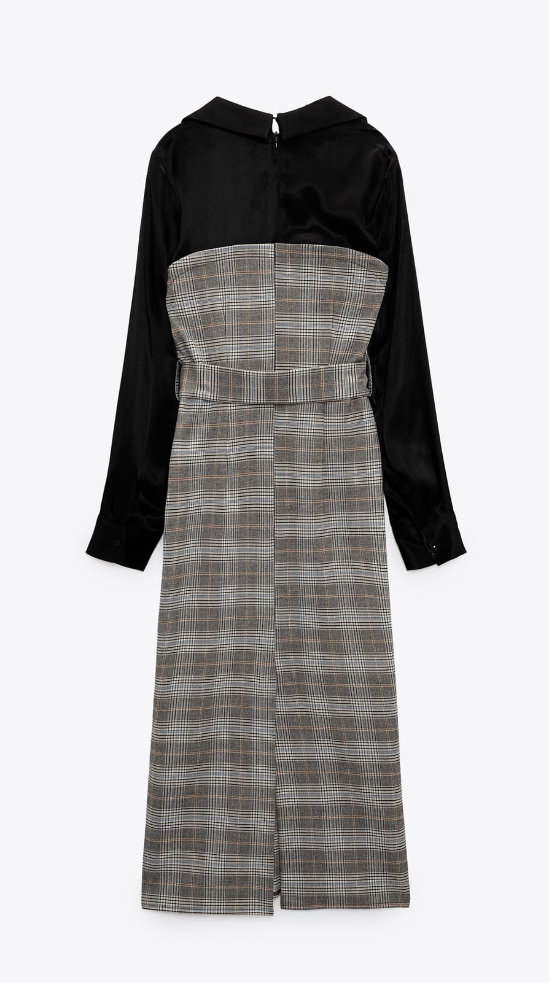 Contrasting fabric check dress