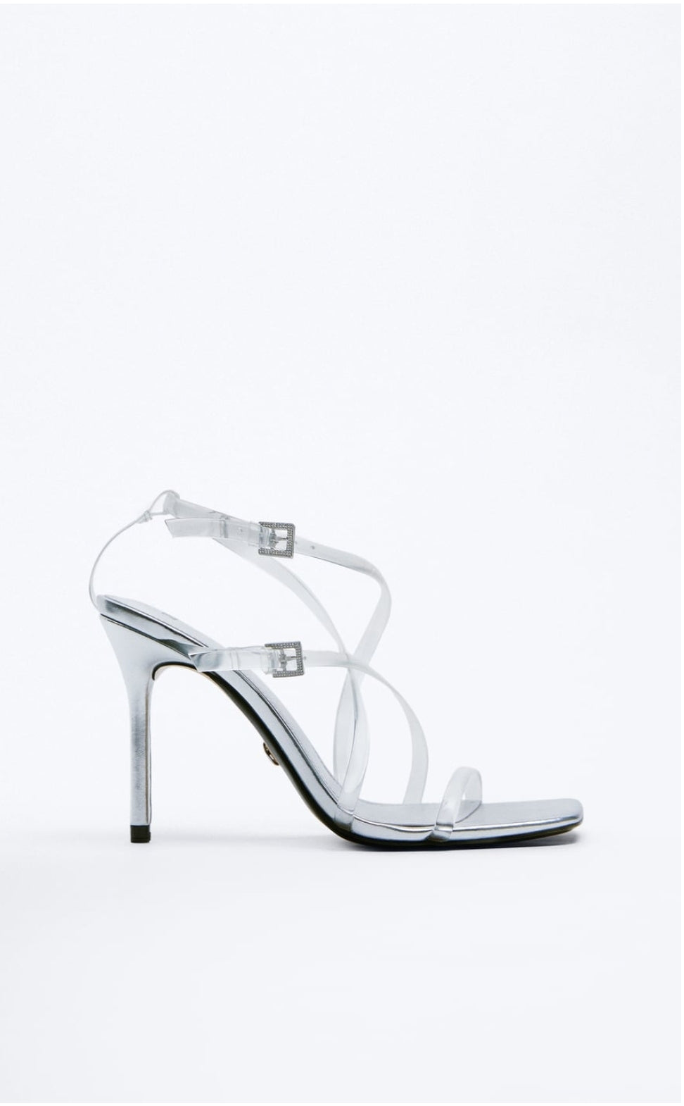 Zara heeled Vynal sandals with buckles size UK 6 Euro 39