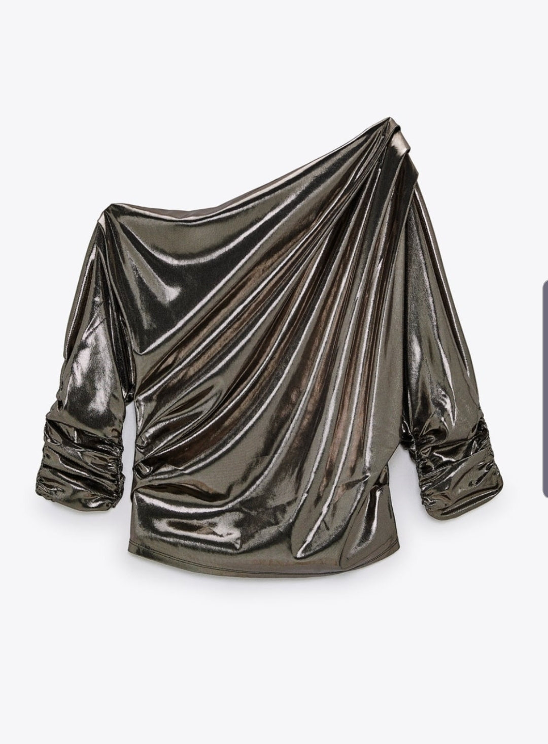 Asymmetric foil look blouse
