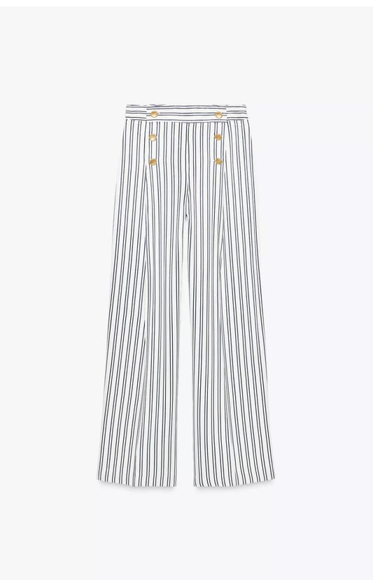 Striped buttoned trousers