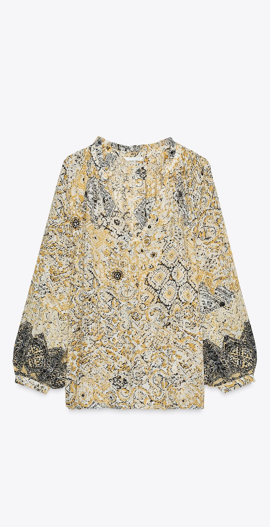 PRINTED BLOUSE WITH METALLIC THREAD