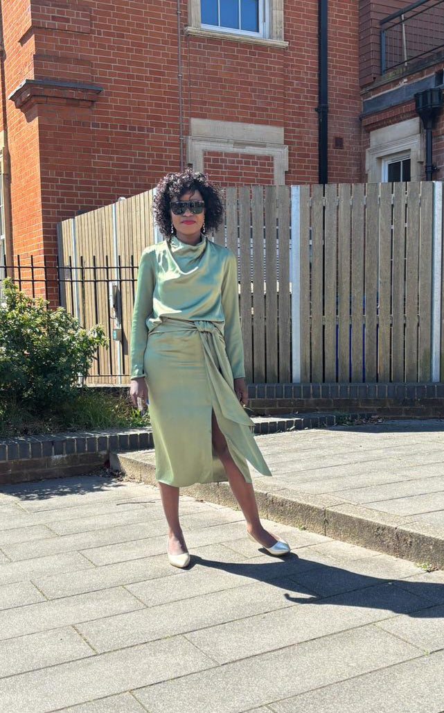 Satin cordinates skirt with matching top