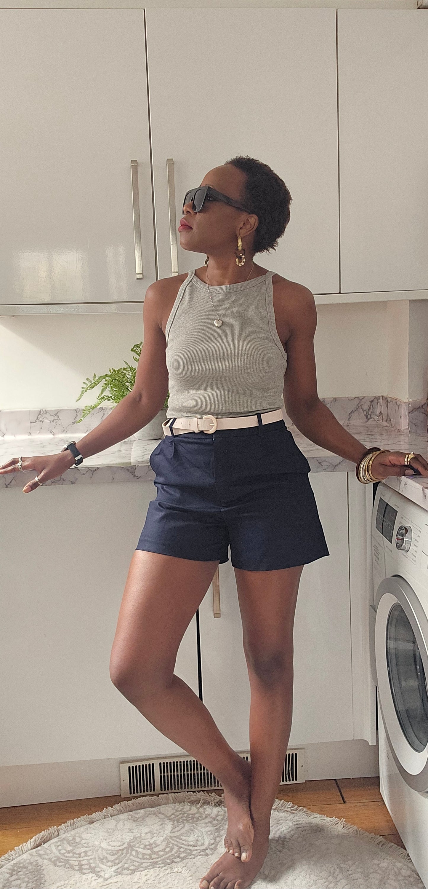 Smart belted shorts