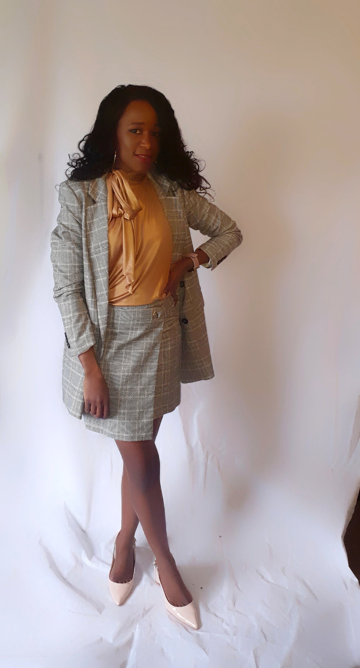 Shimmer with high neck tie