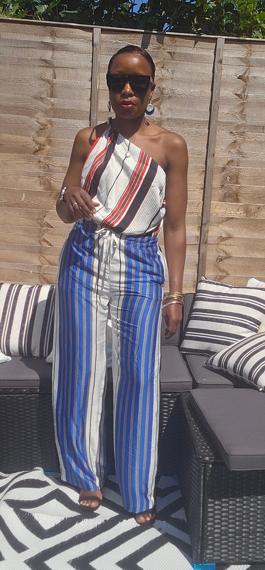 Striped trousers with drawsting