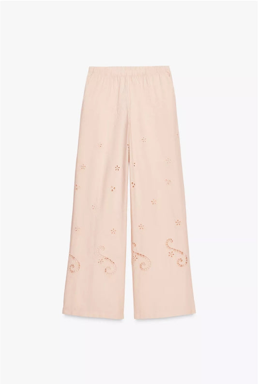 Embroidered pyjama style Trousers