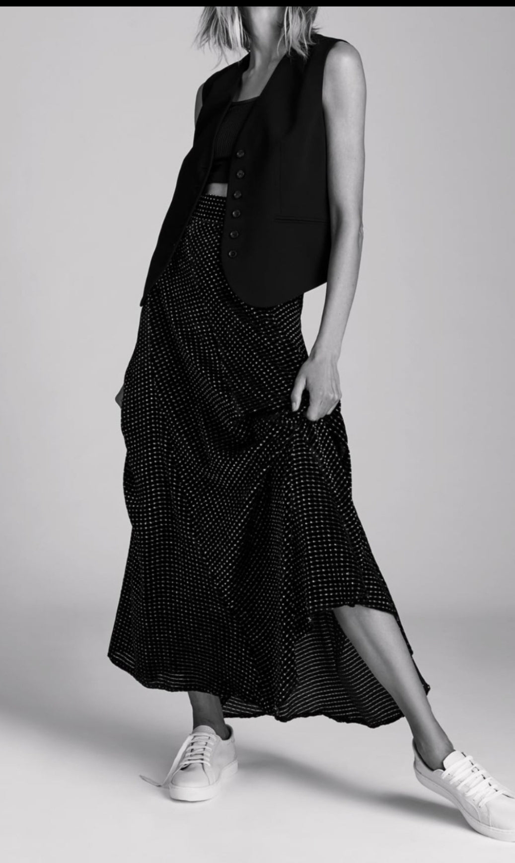 Long  velvet skirt  with metallic dots