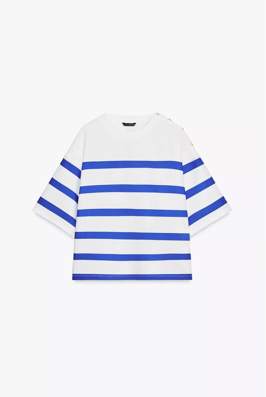 STRIPED SHORT SLEEVE TOP