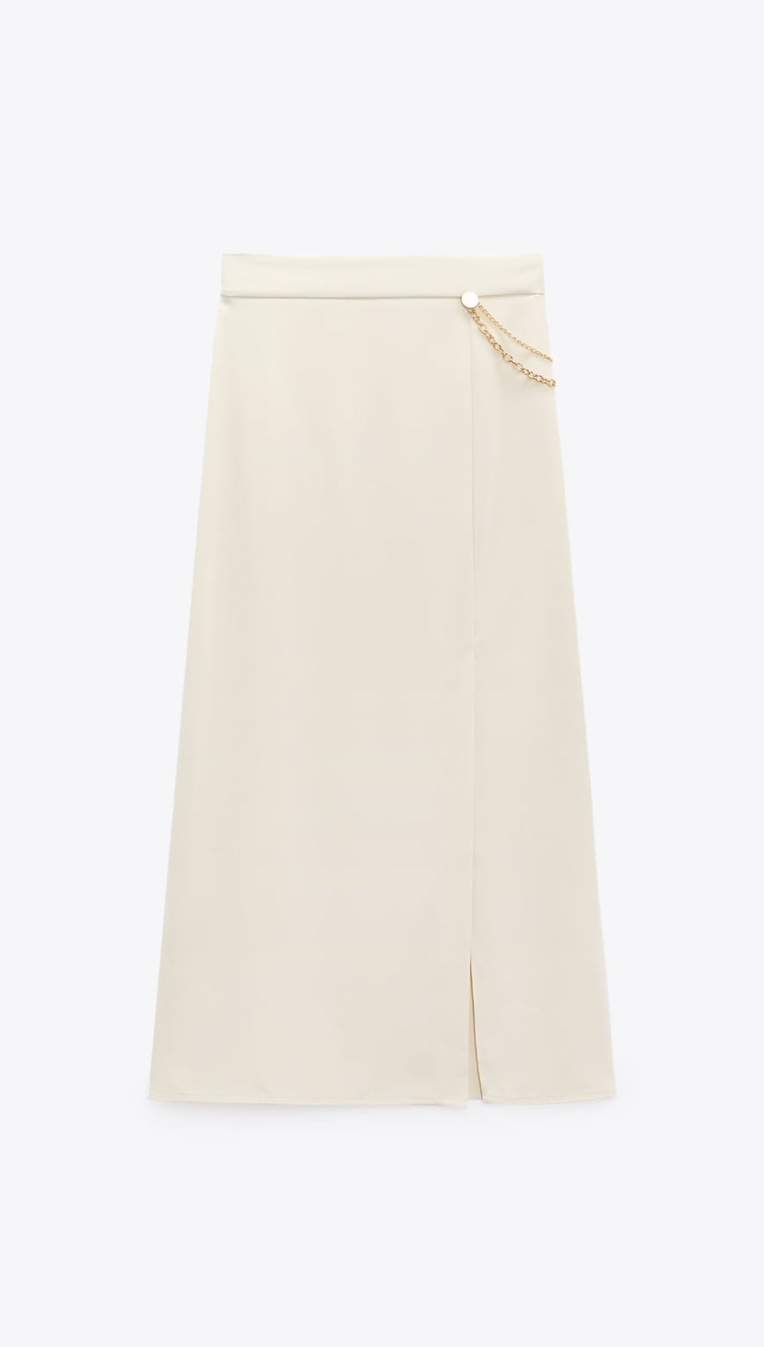 Mid skirt with side slit and chain