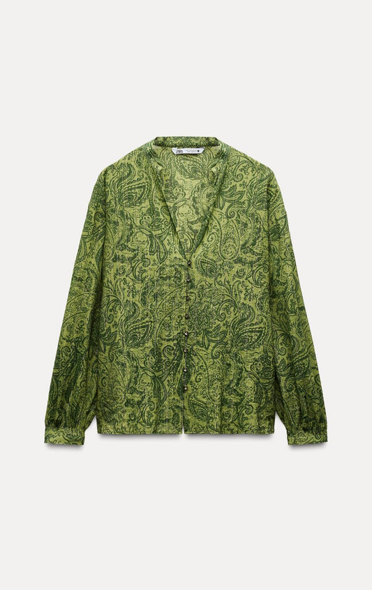 METALLIC THREAD PRINTED shirt