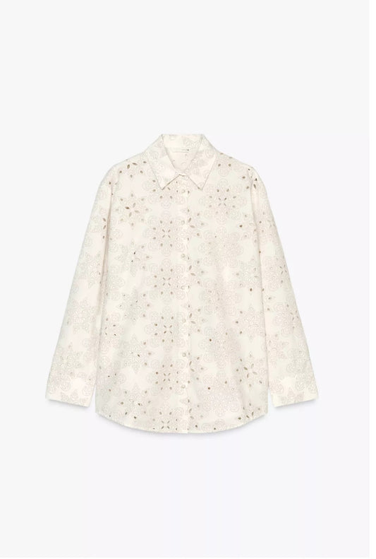 SHIRT WITH RUBBERISED CUTWORK EMBROIDERY