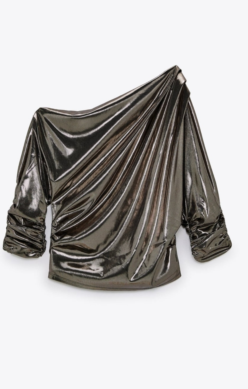 Asymmetric foil look blouse
