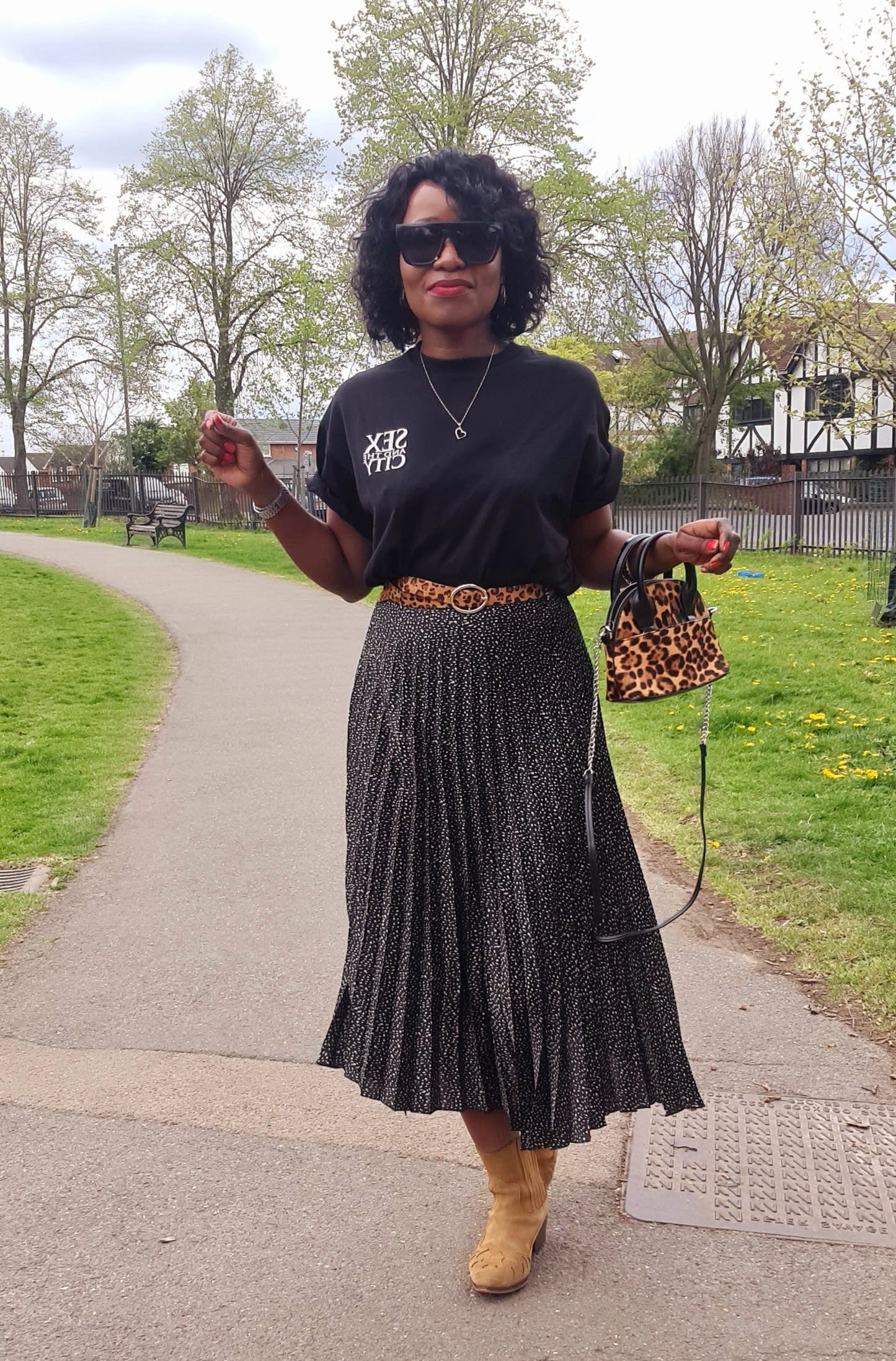 Satin skirt with side slit