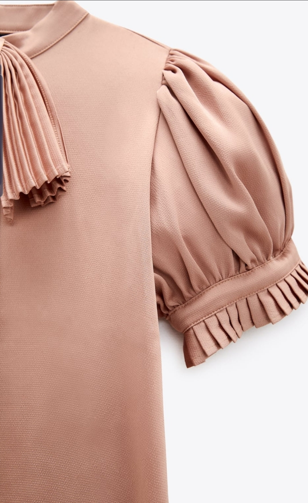 Blouse with pleated bow